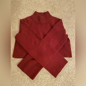 Reformation Garrett Cashmere Cropped Turtleneck in Red Chianti
